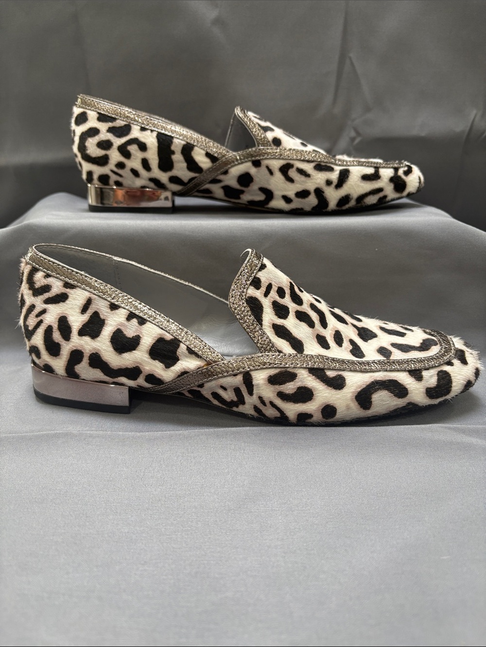 Donald J. Pliner Rezza Genuine Calf Hair Low Block Heel Loafer Sz 6.5